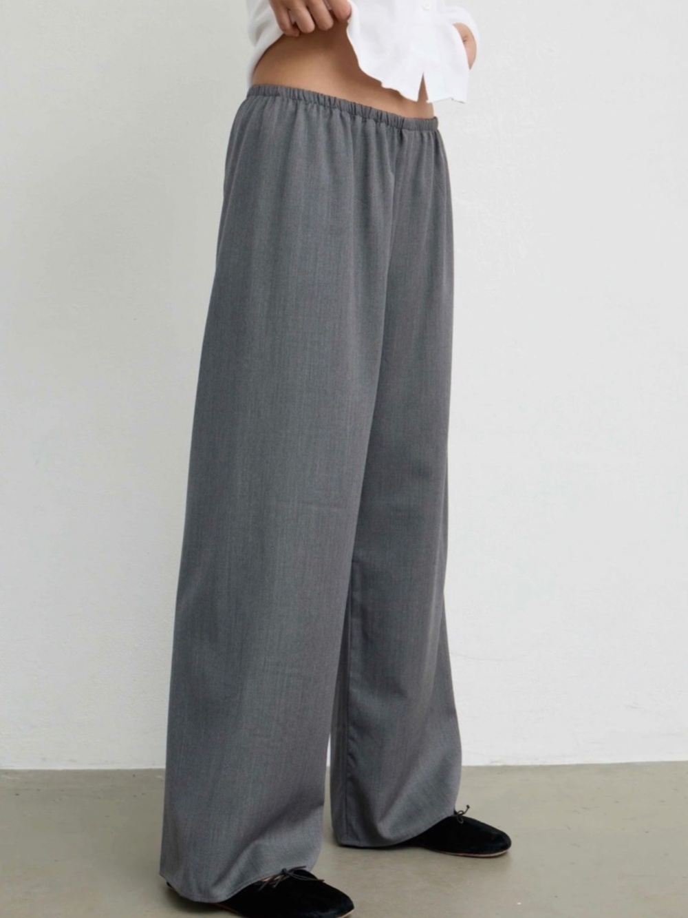 Almina Concept wool wide-leg gray pants with elastic waistband